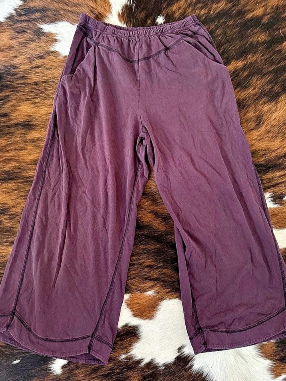 Anthropologie Wide Leg Cropped Pants in Purple